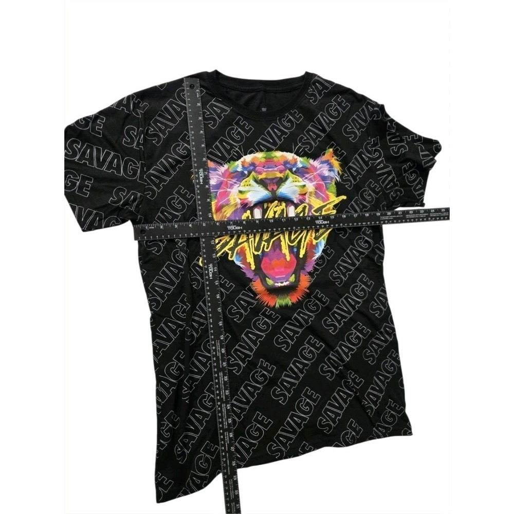Launder Bailey Apparel Men's Large T-Shirt Black Graphic Savage Lion Print Tee View 2